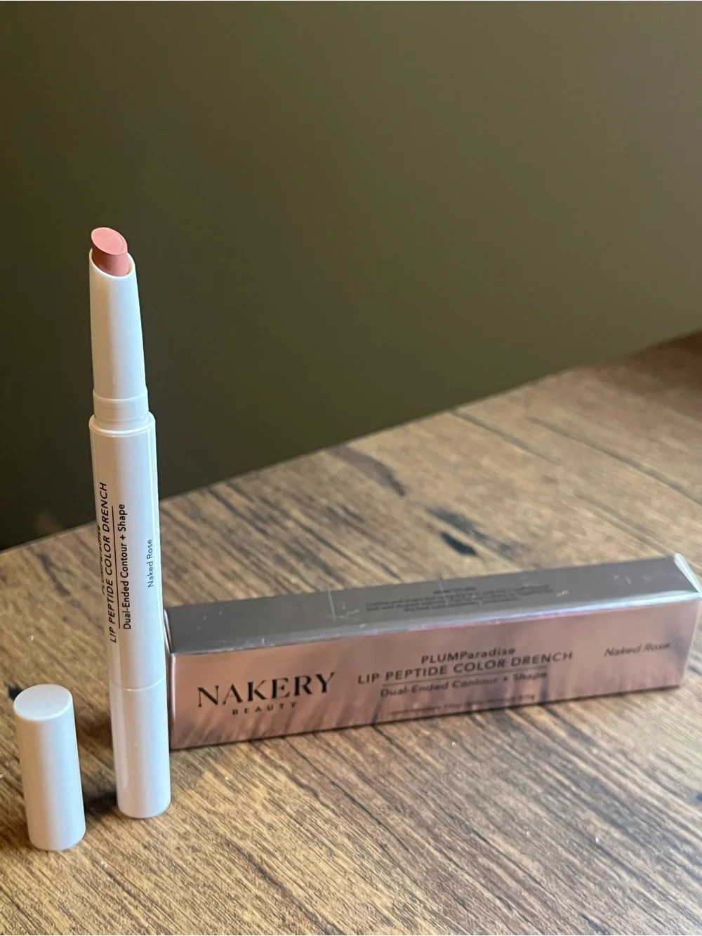 Nakery Beauty Lip Peptide Color Drench Lipstick and Liner— Naked Rose
